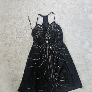 Express Black Sequin Backless Dress